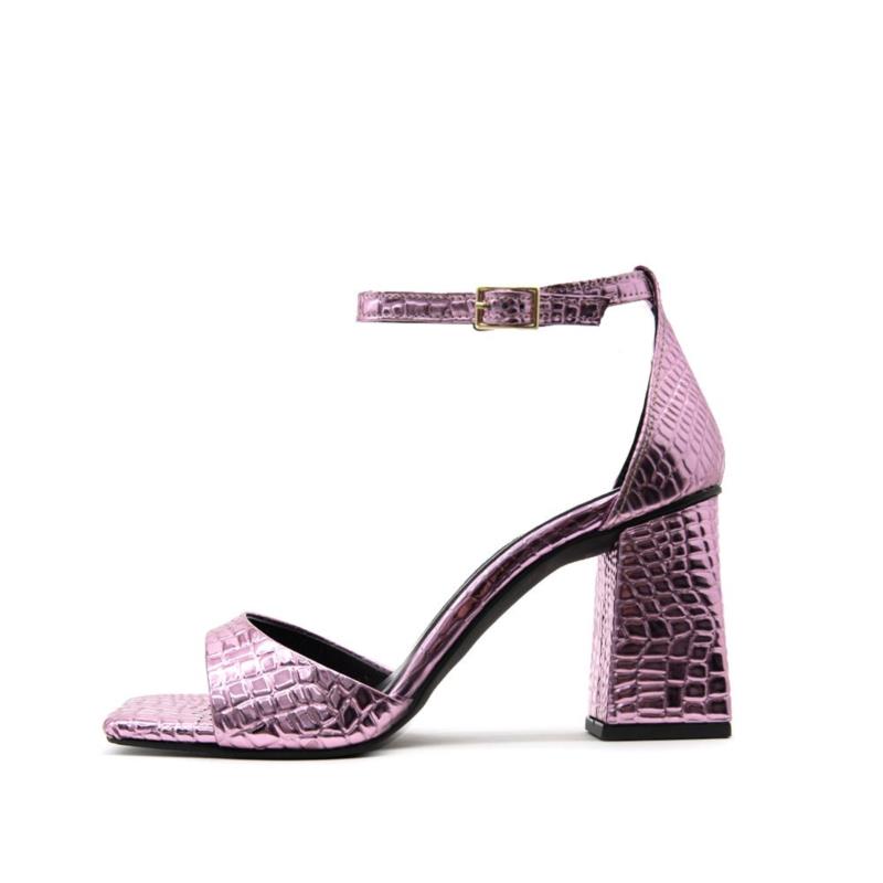 CROCO LEATHER HIGH HEEL SANDALS WOMEN BACALI COLLECTION