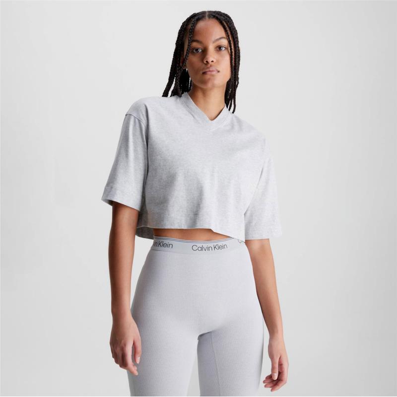 CALVIN KLEIN CROPPED GYM T-SHIRT ΓΚΡΙ