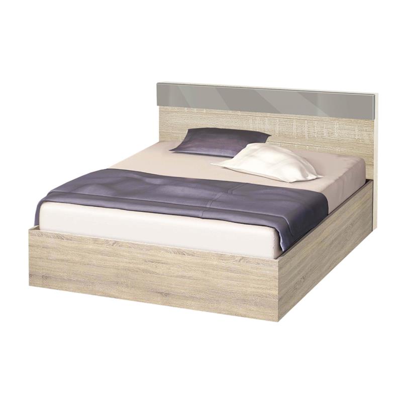 Κρεβάτι ξύλινο διπλό High Σόνομα/Γκρι γυαλιστερό, 140/200, 204/90/144 εκ., Genomax