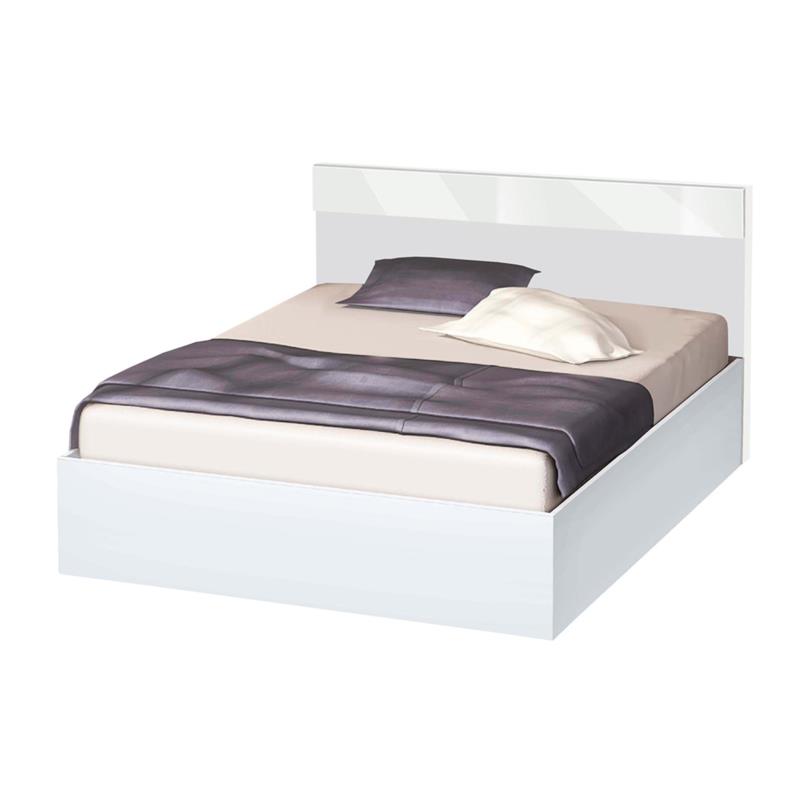 Κρεβάτι ξύλινο διπλό High Λευκό/Λευκό γυαλιστερό, 160/200, 204/90/164 εκ., Genomax