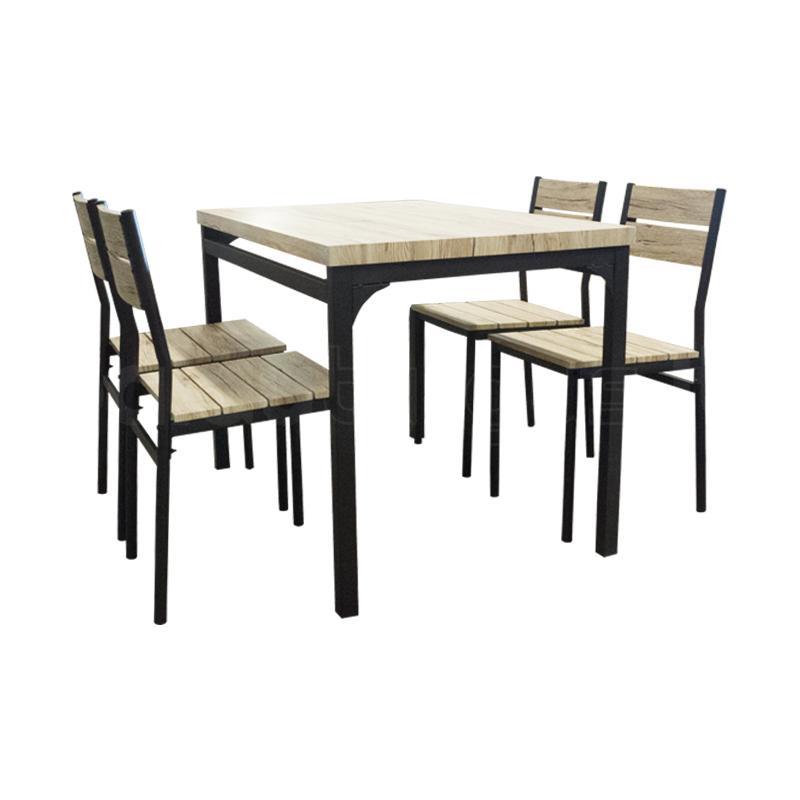 Τραπέζι Σετ (4+1) SERISSA Μαύρο/Μπεζ 110x70x77cm