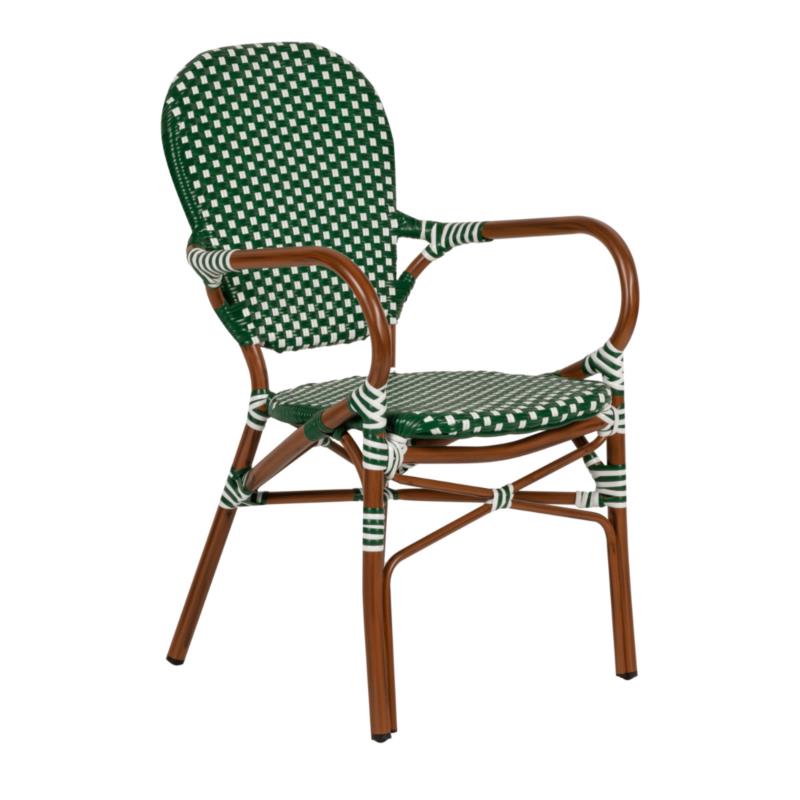 Καρέκλα Κήπου BOALI Πράσινο/Λευκό/Μπαμπού Αλουμίνιο/Rattan 57x58x85cm