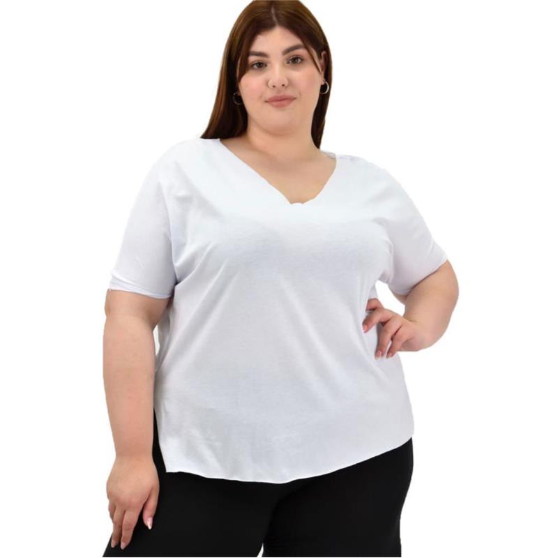 Γυναικεία μπλούζα μονόχρωμο plus size Λευκό 20115