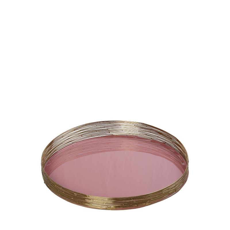 Διακοσμητικός Δίσκος Μεταλλικός Χρυσός-Ροζ ESPIEL 30x5εκ. AKA210 (Υλικό: Μεταλλικό, Χρώμα: Ροζ) - ESPIEL - AKA210