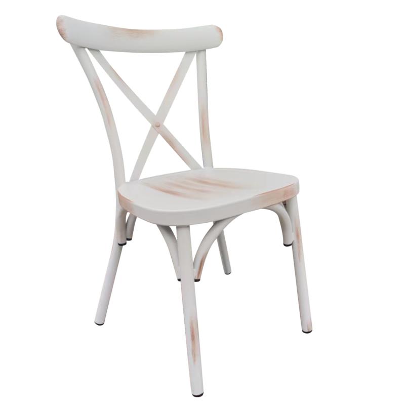 Artelibre Καρέκλα Κήπου CHAD Λευκό Αντικέ Αλουμίνιο 44x52x87cm