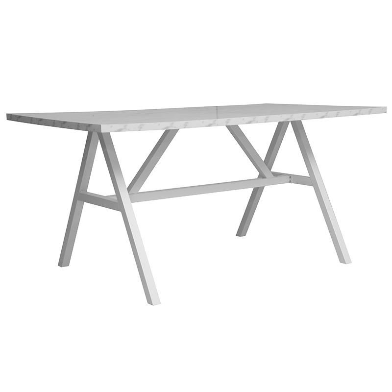 Τραπέζι Alarick pakoworld λευκό μαρμάρου-πόδι λευκό 140x70x76εκ - PAKO WORLD - 225-000013