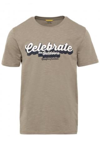 ΑΝΔΡΙΚΟ JERSEY T-SHIRT ΚΟΝΤΟΜΑΝΙΚΟ ΜΕ ΣΤΑΜΠΑ ΧΑΚΙ ΚΑΝΟΝΙΚΗ ΓΡΑΜΜΗ