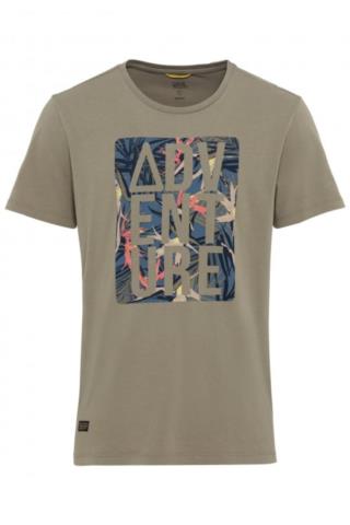 ΑΝΔΡΙΚΟ JERSEY T-SHIRT ΚΟΝΤΟΜΑΝΙΚΟ ΧΑΚΙ ΑΝΟΙΧΤΟ ΜΕ ΣΤΑΜΠΑ ΚΑΝΟΝΙΚΗ ΓΡΑΜΜΗ