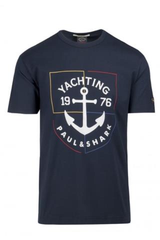 ΑΝΔΡΙΚΟ JERSEY T-SHIRT ΚΟΝΤΟΜΑΝΙΚΟ ΜΕ ΣΤΑΜΠΑ ΜΠΛΕ ΚΑΝΟΝΙΚΗ ΓΡΑΜΜΗ