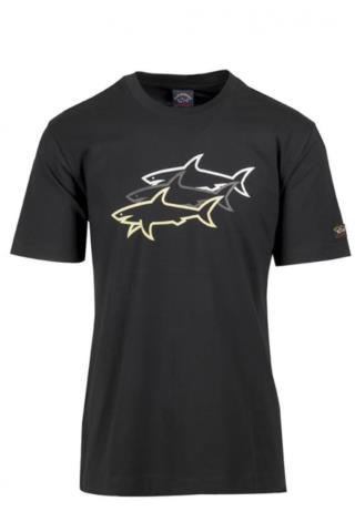 ΑΝΔΡΙΚΟ JERSEY T-SHIRT ΚΟΝΤΟΜΑΝΙΚΟ ΜΕ ΣΤΑΜΠΑ ΜΑΥΡΟ ΚΑΝΟΝΙΚΗ ΓΡΑΜΜΗ