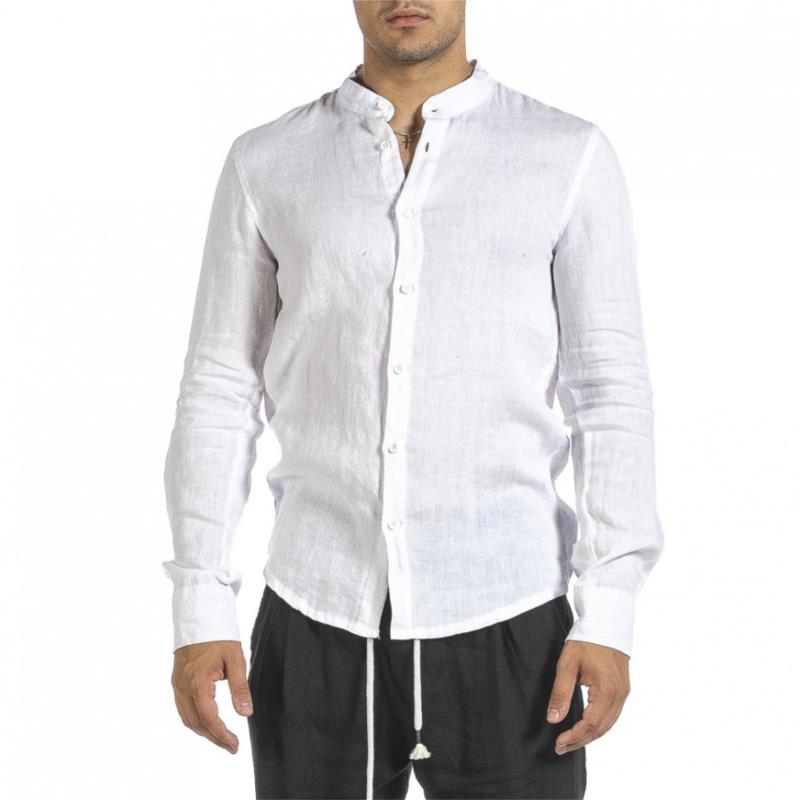 Ανδρικό λινό λευκό πουκάμισο Just West LINO2023-CA02