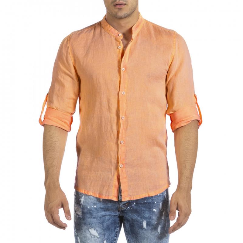 Ανδρικό λινό πορτοκαλί πουκάμισο Just West LINO2023-CA02