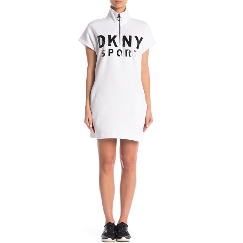 Φόρεμα DKNY Half Zip & Lacquer Logo DP8D4040-WHT