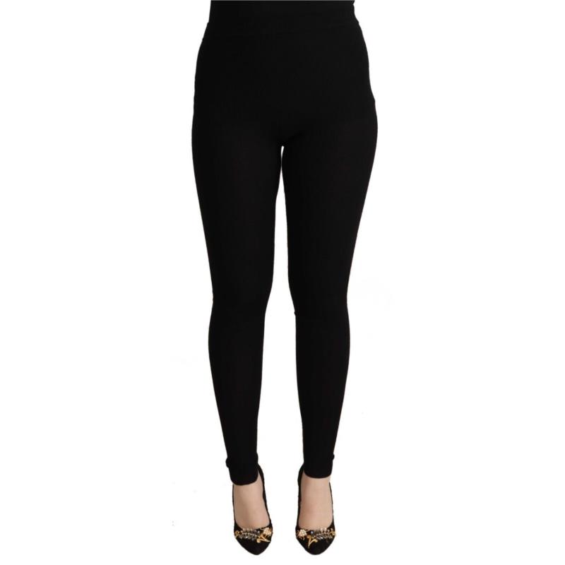 Dolce & Gabbana Black Cashmere Stretch Waist Tights Pants IT42