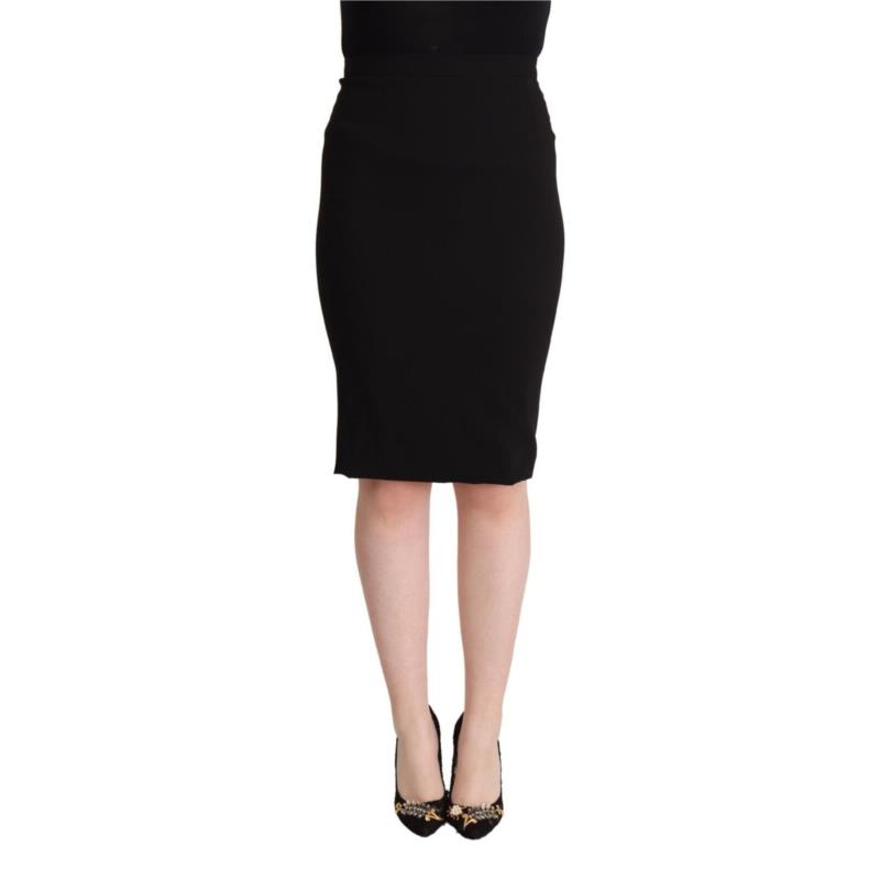 Dolce & Gabbana Black High Waist Knee Length Pencil Cut Skirt IT40