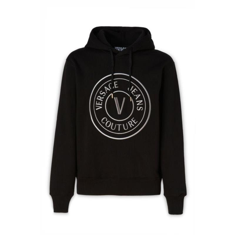 Versace Jeans Black Cotton Logo Details Hooded Sweatshirt 8052019110371 8052019110371 M