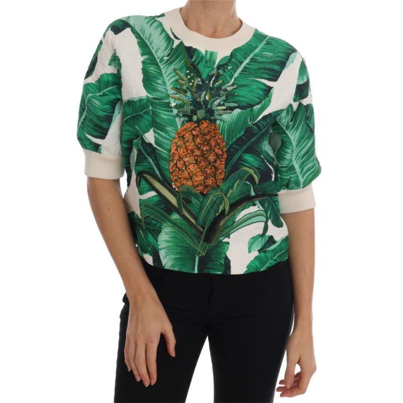 Dolce & Gabbana Pineapple Banana Sequins Crewneck Sweater IT42