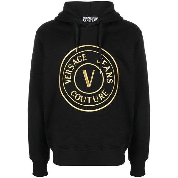 Versace Jeans Black Cotton Logo Details Hooded Sweatshirt 73GAIT05CF00T_G89 S