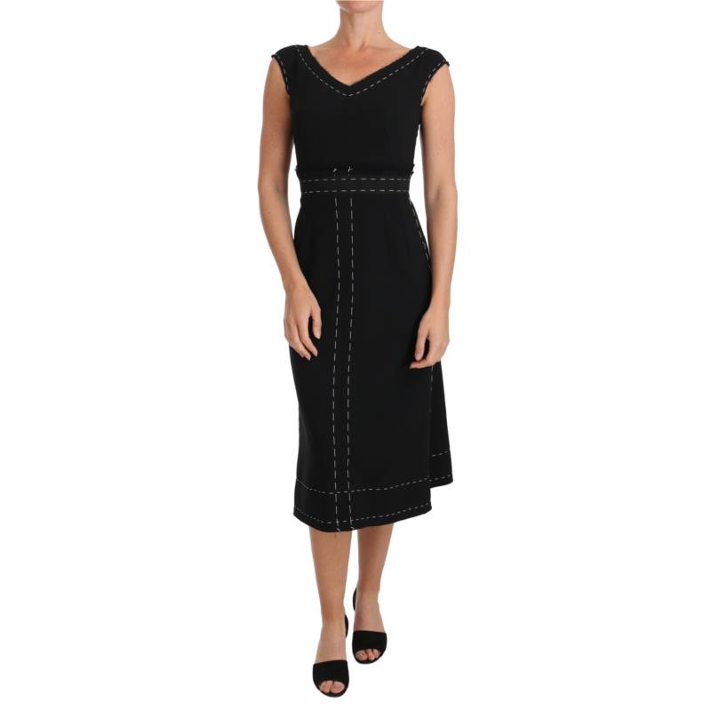 Dolce & Gabbana Black Wool Stretch A-line Sheath Dress DR1478 IT38