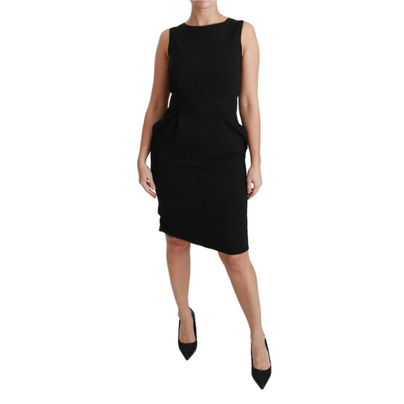 Dolce & Gabbana Black Sheath Stretch Formal Dress DR2165-42 8033898679012 IT48