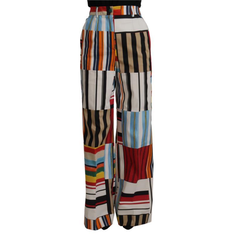 Dolce & Gabbana Multicolor Striped High Waist Cotton Pants IT36