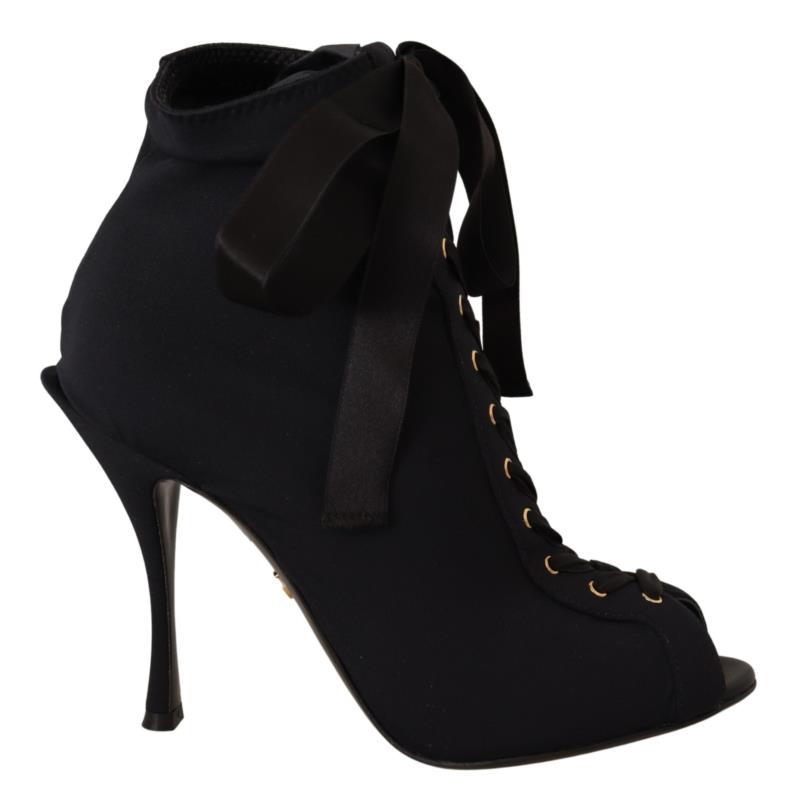 Dolce & Gabbana Black Stretch Short Ankle Boots Shoes LA9027-36 8053286860334 EU36/US5.5