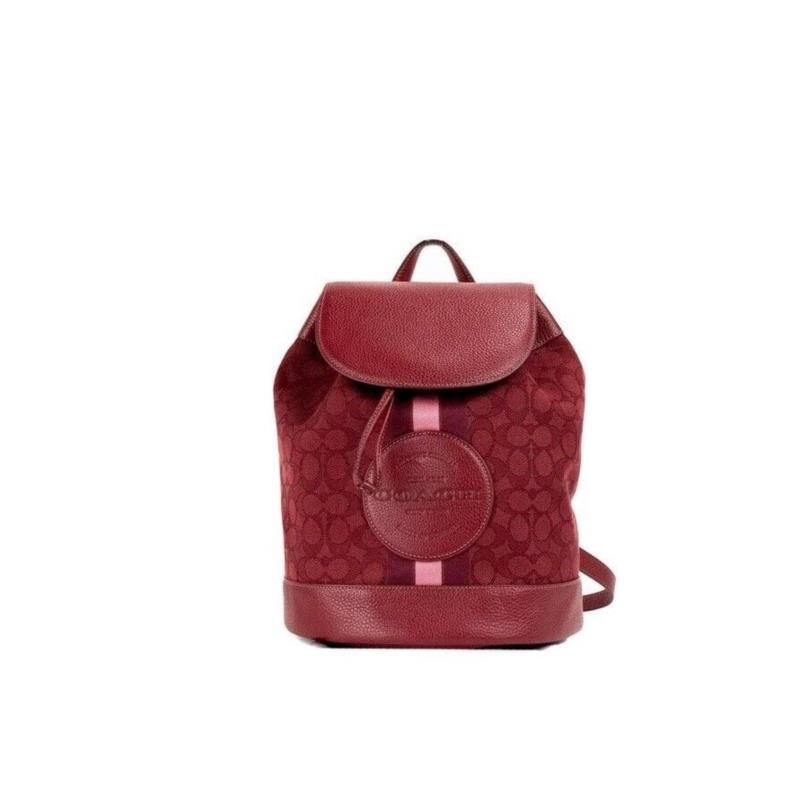 COACH Dempsey Red Apple Signature Jacquard Canvas Logo Patch Backpack One Size