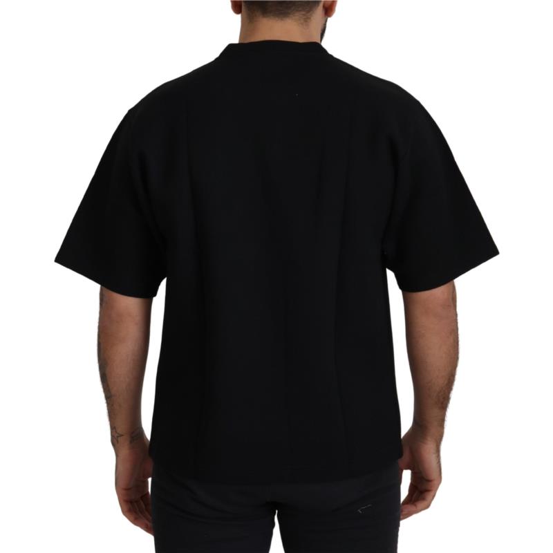 Dolce & Gabbana Black Logo Cotton Crewneck T-shirt IT44