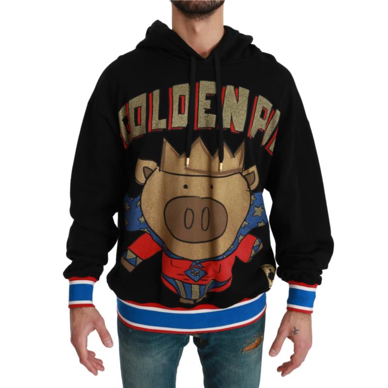 Dolce & Gabbana Black Sweater Pig of the Year Hooded TSH4613 IT52