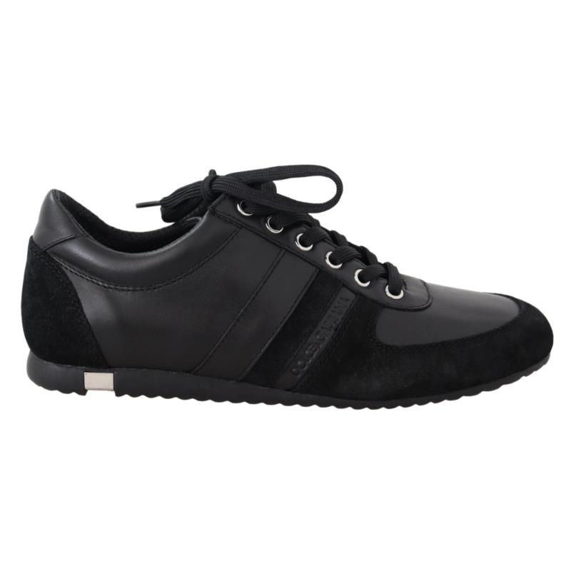Dolce & Gabbana Black Logo Leather Casual Sneakers Shoes MV3913 EU39/US6