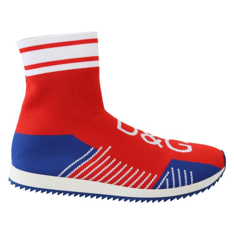 Dolce & Gabbana Blue Red Sorrento Logo Sneakers Socks Shoes MV3708 EU41/US8