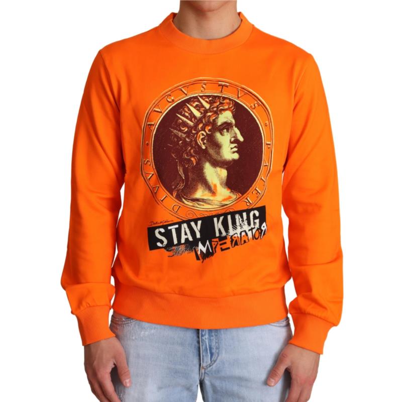 Dolce & Gabbana Orange King Ceasar Cotton Pullover Sweater IT46