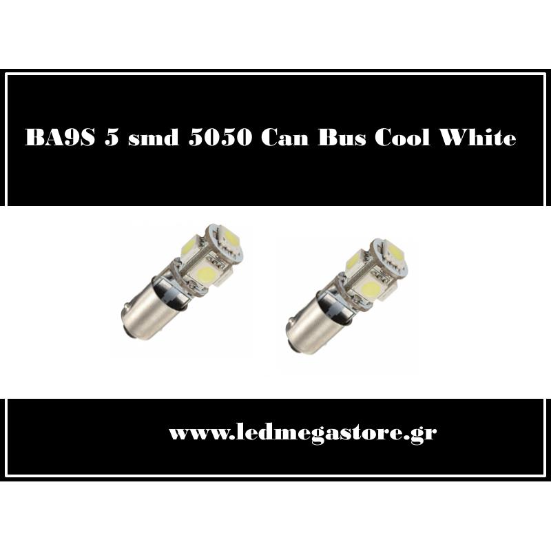 ΒΑ9S Can Bus με 5 SMD 5050 LED Ψυχρό Λευκό 00023