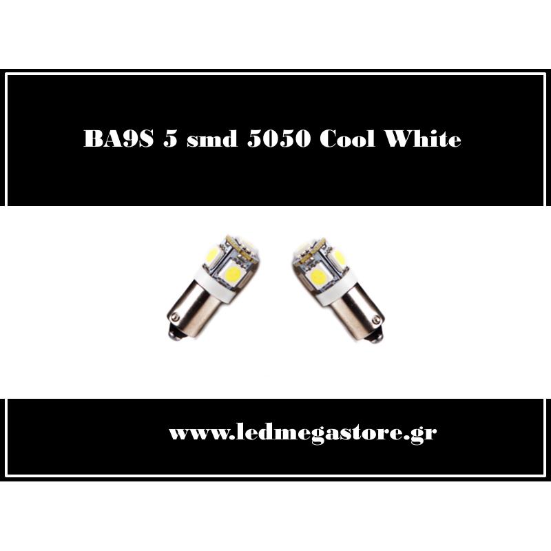 BA9S με 5 SMD 5050 LED Ψυχρό Λευκό 00026