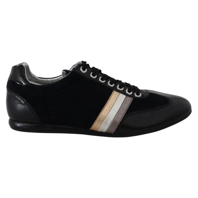 Dolce & Gabbana Black Logo Leather Casual Mens Scarpe Sneakers EU45/US12