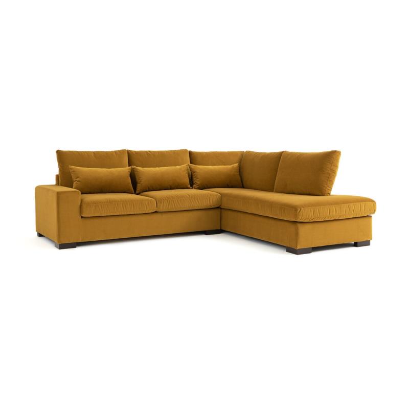 Γωνιακός καναπές από βελούδο Μ208xΠ245xΥ80cm