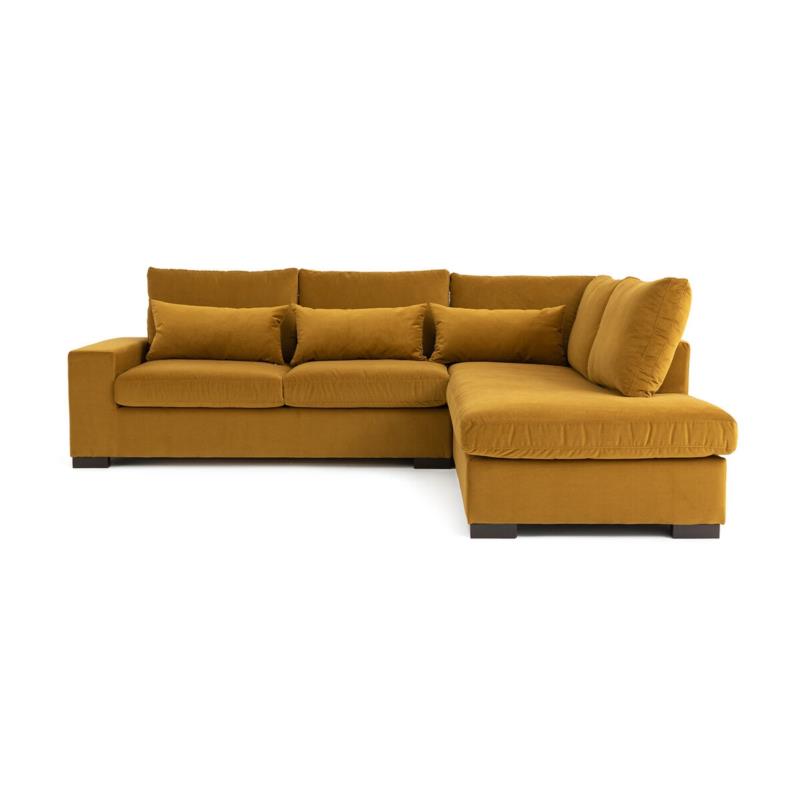 Γωνιακός καναπές-κρεβάτι από βελούδο Μ208xΠ245xΥ80cm