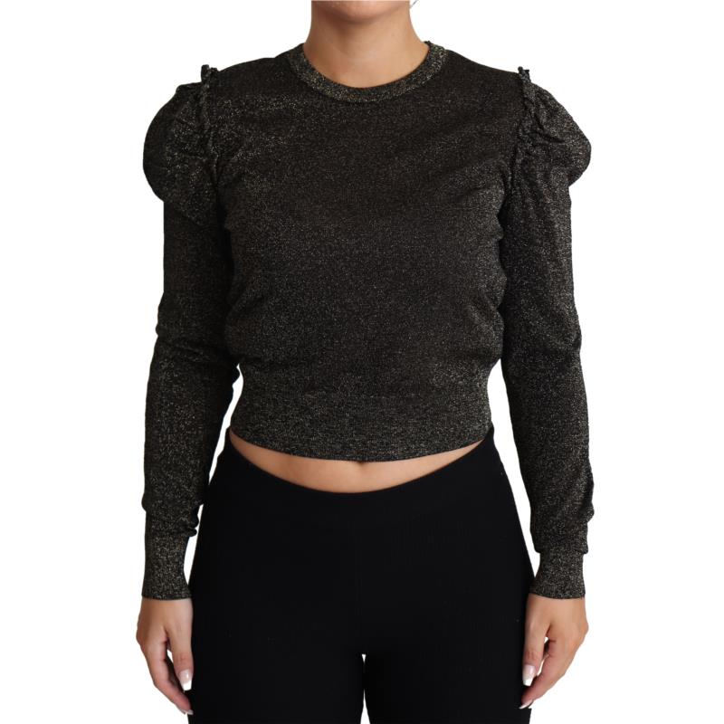 Dolce & Gabbana Black Gold Cropped Women Pullover Sweater IT38