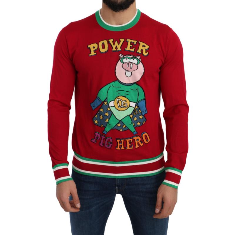 Dolce & Gabbana Red Wool Silk Pig of the Year Sweater IT48