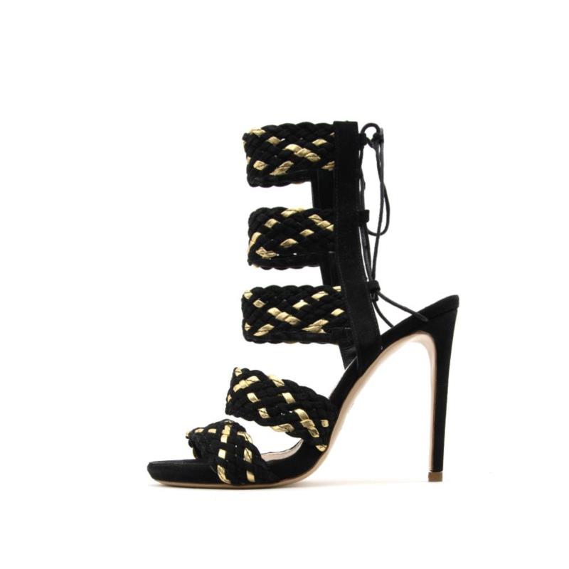 SUEDE LEATHER HIGH HEEL SANDALS WOMEN SPAZIO MODA