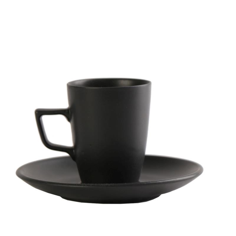 Φλυτζάνι Espresso Με Πιατάκι Πορσελάνης Morgan Black ESPIEL 80ml-12x12x7εκ. OW2052K6 (Σετ 6 Τεμάχια) (Υλικό: Πορσελάνη, Χρώμα: Μαύρο) - ESPIEL - OW2052K6