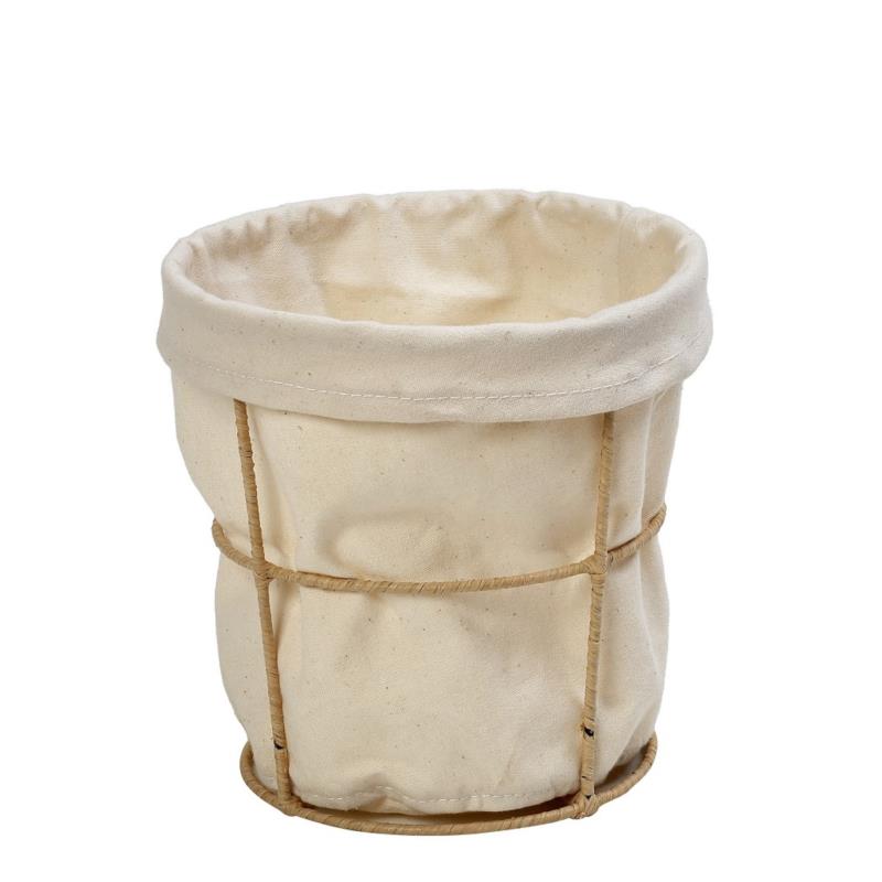 Ψωμιέρα Με Stand Cotton-Ψάθινη Μπεζ ESPIEL 15x15x12εκ. AMN118 (Ύφασμα: Βαμβάκι 100%, Υλικό: Ψάθινο, Χρώμα: Μπεζ) - ESPIEL - AMN118