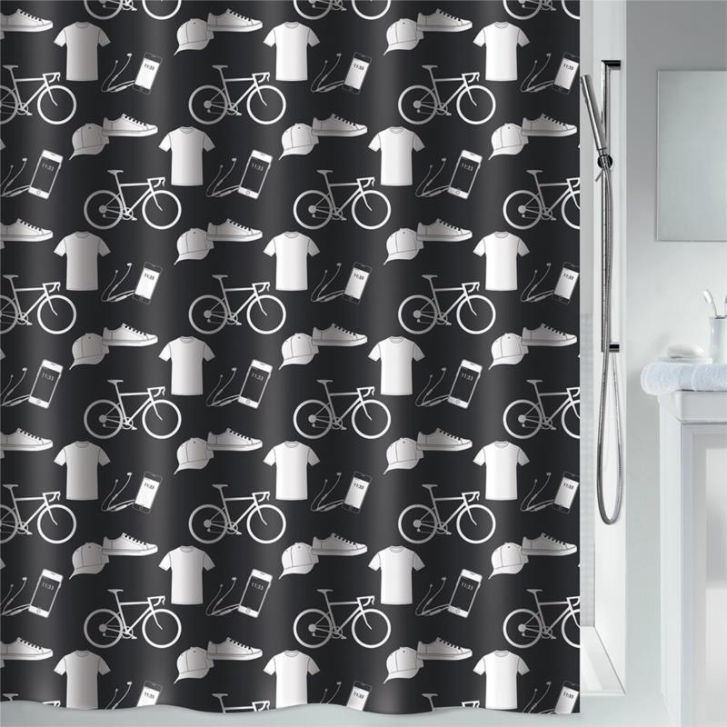 Κουρτίνα Μπάνιου (180x200) Με Κρίκους Spirella Patchwork Black