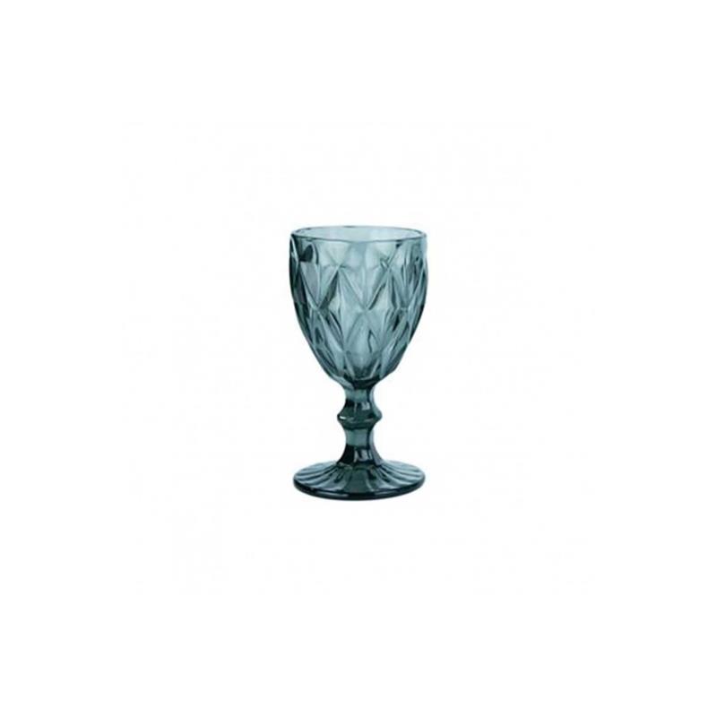 Marva γυάλινο ποτήρι νερού με πόδι με σχέδιο ρόμβο 320 ml Γκρι - 5203116213103