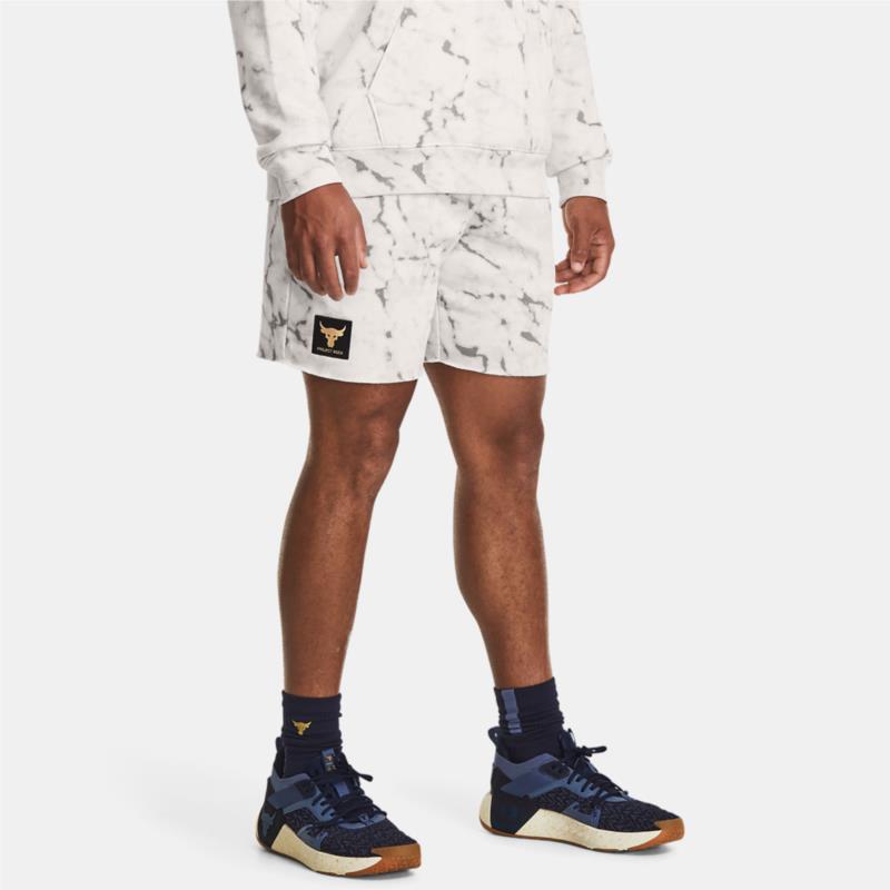 UNDER ARMOUR PROJECT ROCK RIVAL PRINTED SHORTS ΑΣΠΡΟ