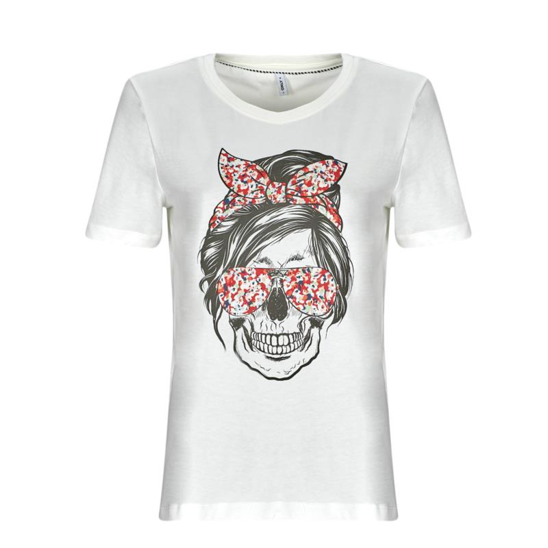 T-shirt με κοντά μανίκια Only ONLABELLA L/S GLITTER V-NECK CS KNT
