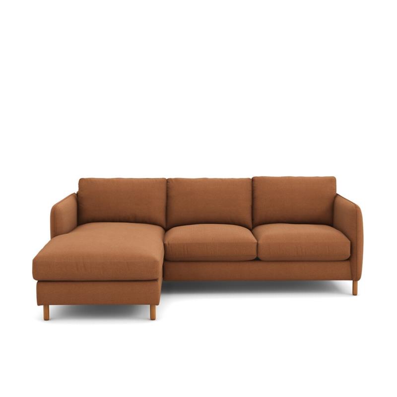 Γωνιακός αριστερός καναπές από πολυέστερ με μελανζέ όψη Μ162xΠ240xΥ86cm