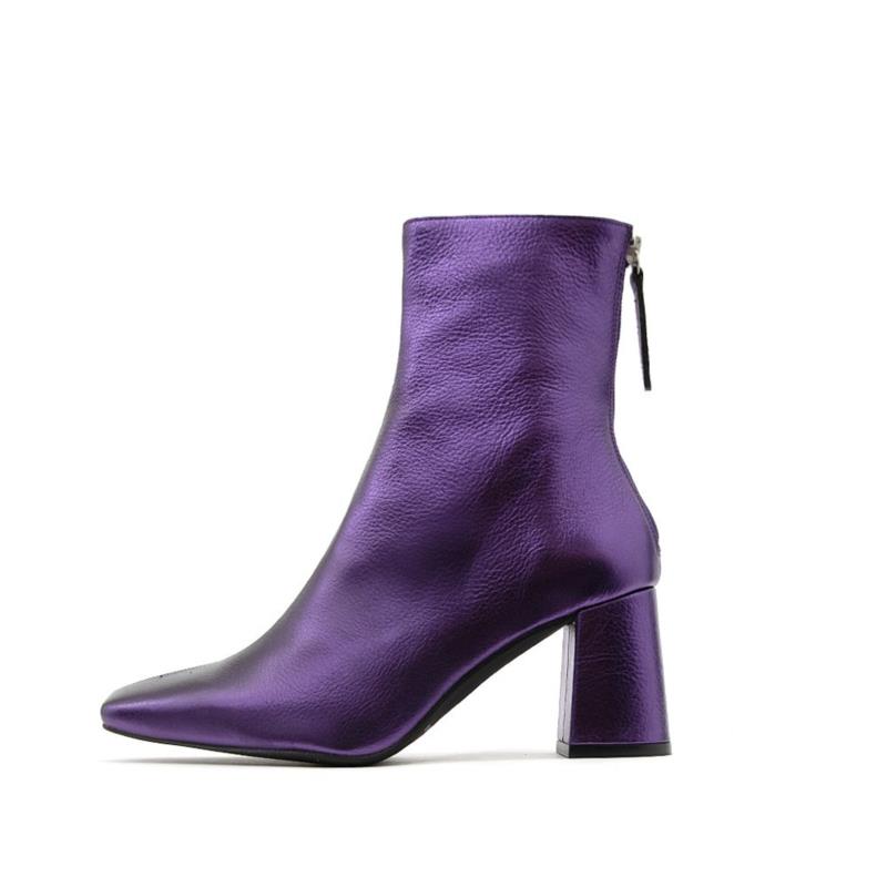 METALLIC LEATHER MID HEEL ANKLE BOOTS WOMEN ANGEL ALARCON