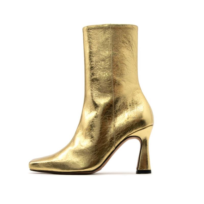 METALLIC LEATHER HIGH HEEL ANKLE BOOTS WOMEN ANGEL ALARCON