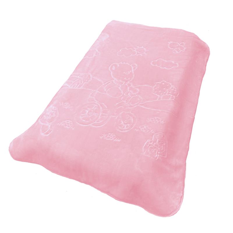 Κουβέρτα Βελουτέ Κούνιας Dimcol Bicycle Bear 17 Baby Pink